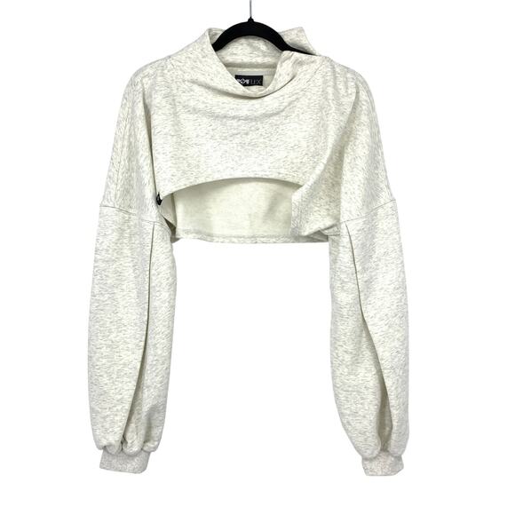 POPFLEX Tops - Popflex Mockneck Shruggie Cropped Pullover Sweatshirt Womens L/XL Heather Gray